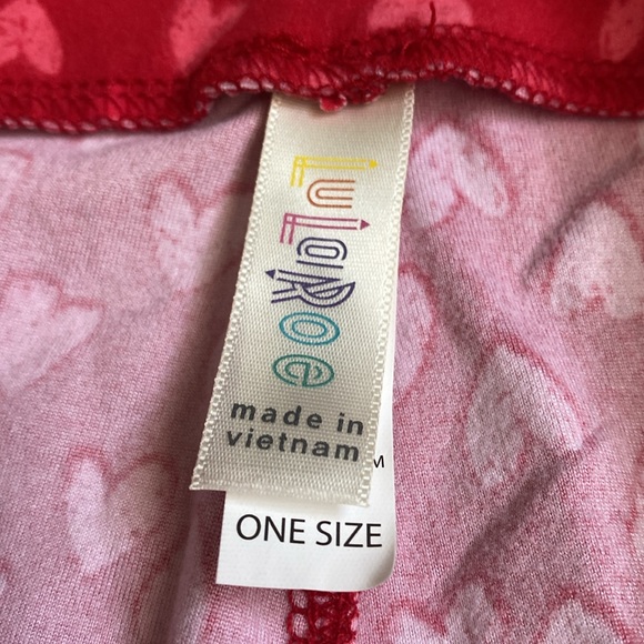 LuLaRoe Leggings Womens OS Red Pink Heart Pattern Valentine’s Day love like new - Picture 2 of 10